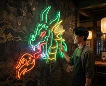 Load image into Gallery viewer, Fire-Breathing Dragon Neon Sign, Flame Dragon Neon Sign, Fire Drake Neon Sign
