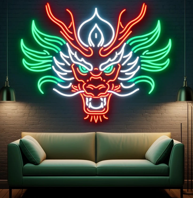 Dragon head neon sign, dragon neon light, neon dragon sign, neon dragon head, LED dragon sign, dragon wall light, neon dragon lamp, dragon head LED sign, glowing dragon sign, neon fantasy sign