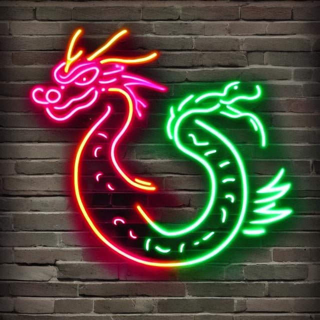 Dragon neon sign, Dragon glow sign, Dragon silhouette neon, Personalized dragon neon, Dragon-inspired LED sign, Mystical dragon neon