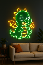 Load image into Gallery viewer, Cute Dragon neon sign, Baby Dragon neon sign, Kawaii Dragon neon sign Multicolor
