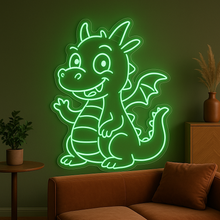 Load image into Gallery viewer, Chibi Dragon neon sign, Tiny Dragon neon sign, Smiling Dragon neon sign
