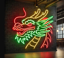 Load image into Gallery viewer, Dragon Head sign, Mythical Beast Neon Sign, Fire Breathing Creature Neon Sign Multicolor
