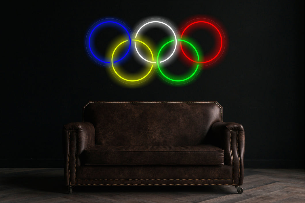Sport neon sign, Olympic rings neon sign, olympic games neon sign