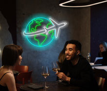 Load image into Gallery viewer, Travel neon sign, planet earth neon sign, airplane neon sign
