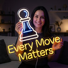Load image into Gallery viewer, Chess Pawn Neon Sign, Every Move Matters Neon Sign, Pawn Chess Neon Sign Yellow
