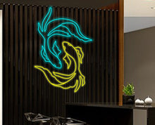 Load image into Gallery viewer, Neon Koi fish, Japanese fish led neon, Koi carp sign, Neon-colored Koi fish, Exotic Koi fish neon sign, Koi fish with bright colors
