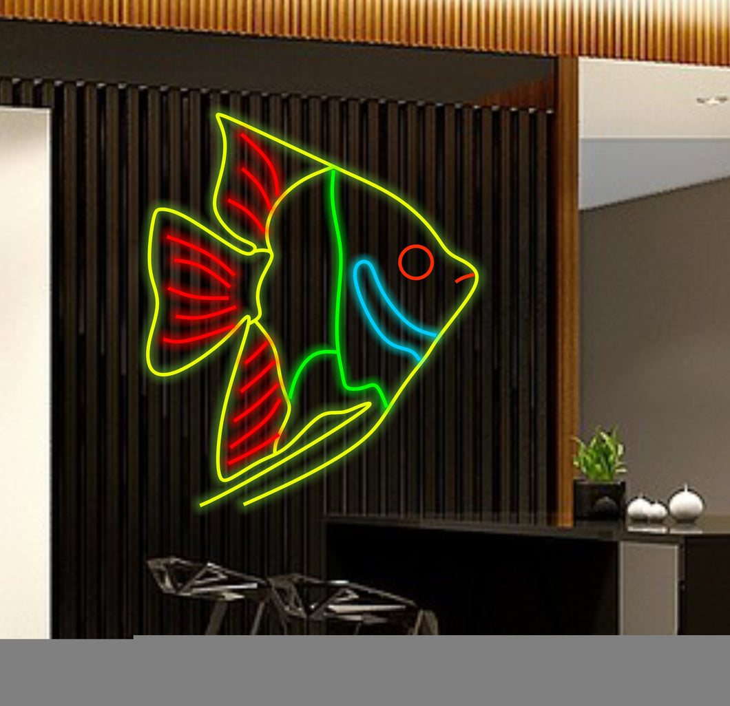 Fish neon sign, tropical fish led sign, pet shop decor led light, cute sea animal neon light