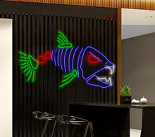 Load image into Gallery viewer, Skeleton fish neon, Fish Skeleton sign, Fishing neon sign, Fish neon sign, Fish led light

