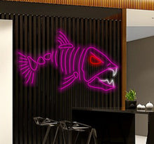 Load image into Gallery viewer, Skeleton fish neon, Fish Skeleton sign, Fishing neon sign, Fish neon sign, Fish led light
