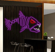 Load image into Gallery viewer, Skeleton fish neon, Fish Skeleton sign, Fishing neon sign, Fish neon sign, Fish led light
