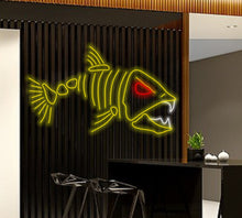 Load image into Gallery viewer, Skeleton fish neon, Fish Skeleton sign, Fishing neon sign, Fish neon sign, Fish led light
