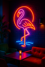 Load image into Gallery viewer, Flamingo Neon Sign, pink flamingo bird neon sign, tropical bird neon sign, summer flamingo neon sign
