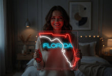 Load image into Gallery viewer, Florida state map Neon Sign, US map neon sign, Florida map neon sign, Neon Florida State Map neon sign, neon sign of the U.S. state
