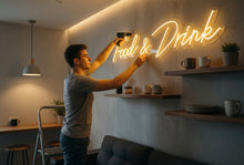 Load image into Gallery viewer, Food and Drink Neon Sign, Eat &amp; Drink neon sign, Bar Menu neon sign, Cafe neon sign
