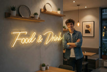 Load image into Gallery viewer, Food and Drink Neon Sign, Eat &amp; Drink neon sign, Bar Menu neon sign, Cafe neon sign
