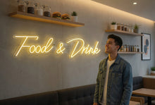 Load image into Gallery viewer, Food and Drink Neon Sign, Eat &amp; Drink neon sign, Bar Menu neon sign, Cafe neon sign
