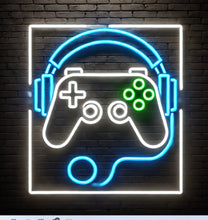 Load image into Gallery viewer, Gaming Controller Neon Sign, Headset neon sign, Video game joystick neon sign
