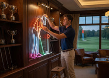 Load image into Gallery viewer, Golfer Aiming neon sign, Golf Player Swing neon sign, Golf Shot Setup neon sign
