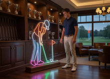 Load image into Gallery viewer, Golfer Aiming neon sign, Golf Player Swing neon sign, Golf Shot Setup neon sign

