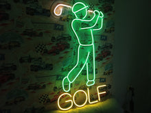Load image into Gallery viewer, Golf Neon Sign with Golfer | Custom Golf LED Neon Light for Man Cave, Bar or Game Room Decor 45in green
