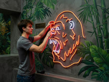Load image into Gallery viewer, Gorilla Head Neon Sign – Wild Glow LED Accent | Custom Neon Artwork For Jungle-Inspired Spaces
