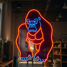Load image into Gallery viewer, Gorilla neon sign, Gorilla face neon light, body silhouette gorilla neon, Neon sign with gorilla, Monkey face with open mouth neon light

