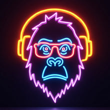 Load image into Gallery viewer, Gorilla Neon Sign with Headphones – Cool DJ Neon Light for Bar, Studio or Man Cave Decor

