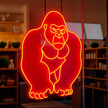 Load image into Gallery viewer, Gorilla neon sign, Gorilla face neon light, body silhouette gorilla neon, Neon sign with gorilla, Monkey face with open mouth neon light
