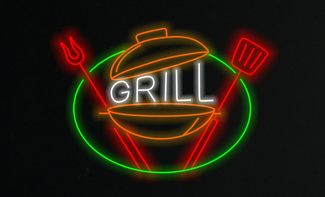 Grill neon sign, grill bar led light, BBQ neon light, meat led sign, Wall Decor for Bar Bedroom Garage