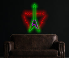 Load image into Gallery viewer, Guitar LED Neon Sign, Music Wall Decor For Home, rock Music neon sign, Guitar rock neon sign, The best gift for rock fans
