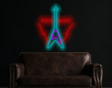 Load image into Gallery viewer, Guitar LED Neon Sign, Music Wall Decor For Home, rock Music neon sign, Guitar rock neon sign, The best gift for rock fans
