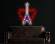 Load image into Gallery viewer, Guitar LED Neon Sign, Music Wall Decor For Home, rock Music neon sign, Guitar rock neon sign, The best gift for rock fans
