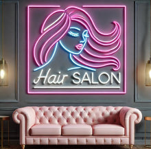 Load image into Gallery viewer, Hair Salon Neon sign, Salon Scissors Neon Sign, Barber shop led sign, hairdressing salon neon sign, hair salon shop sign
