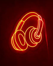 Load image into Gallery viewer, Headset Led Neon Light Sign, Headphones Music Neon Sign orange
