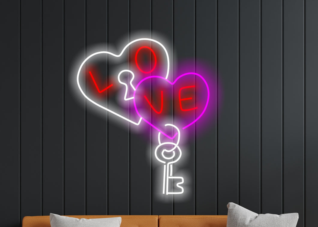 Valentines day neon sign, Neon light Happy Valentine's Day, love neon sign, heart neon sign, heart with love neon sign