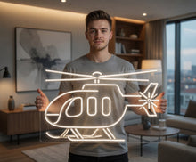 Load image into Gallery viewer, Helicopter Neon Sign, chopper neon sign, flying helicopter neon sign, rotorcraft neon sign
