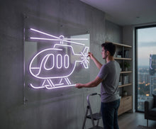 Load image into Gallery viewer, Helicopter Neon Sign, chopper neon sign, flying helicopter neon sign, rotorcraft neon sign
