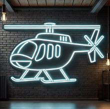 Load image into Gallery viewer, Helicopter Neon Sign, chopper neon sign, flying helicopter neon sign, rotorcraft neon sign

