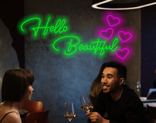 Load image into Gallery viewer, Hello beautiful neon sign, hello beautiful led light sign, hello gorgeous neon sign, Hello Sunshine neon sign, gift for her neon sign
