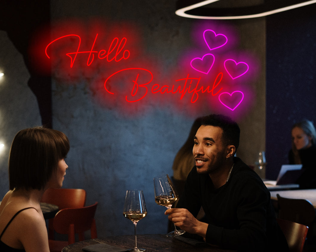 Hello beautiful neon sign, hello beautiful led light sign, hello gorgeous neon sign, Hello Sunshine neon sign, gift for her neon sign