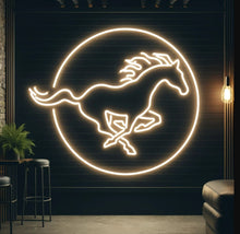Load image into Gallery viewer, Horse in Motion Neon Sign, racing horse neon sign, dynamic stallion neon sign, fast horse neon sign
