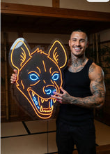 Load image into Gallery viewer, Hyena Face Neon Sign, Spotted hyena neon sign, Laughing predator neon sign
