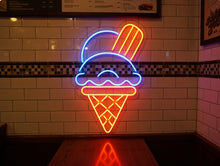 Load image into Gallery viewer, Ice Cream Cone Neon Sign, Scoop Ice Cream Neon Sign, Waffle Cone Neon Sign
