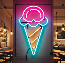 Load image into Gallery viewer, Ice Cream Neon Sign, Ice Cream Led Sign Summer vibes neon sign, Frozen delights neon sign
