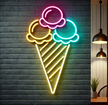 Load image into Gallery viewer, Ice Cream Neon Sign, Ice Cream Led Sign Summer vibes neon sign, Frozen delights neon sign
