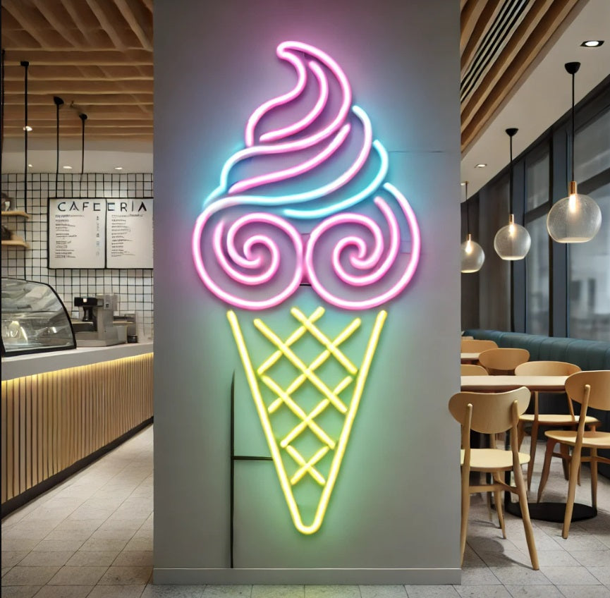 Ice Cream Neon Sign, Ice Cream Led Sign Summer vibes neon sign, Frozen delights neon sign