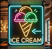 Load image into Gallery viewer, Ice Cream open Neon Sign, Ice Cream Led Sign Summer vibes neon sign, Frozen delights neon sign
