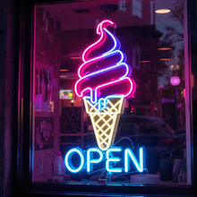 Load image into Gallery viewer, Ice Cream open Neon Sign, Ice Cream Led Sign Summer vibes neon sign, Frozen delights neon sign
