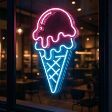 Load image into Gallery viewer, Ice Cream Neon Sign, Ice Cream open Led Sign Summer vibes neon sign, Frozen delights neon sign
