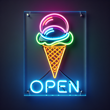 Load image into Gallery viewer, Ice Cream Neon Sign, Ice Cream open Led Sign Summer vibes neon sign, Frozen delights neon sign
